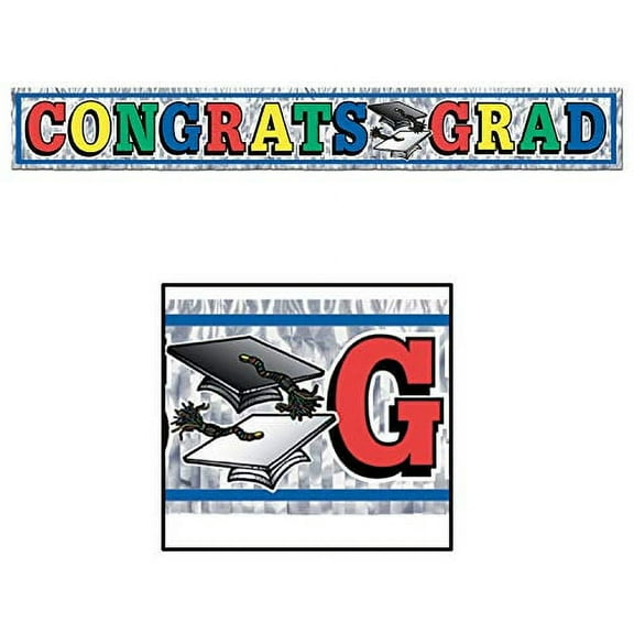 PMU Metallic Congrats Grad Fringe Banner 8in. x 5ft. Pkg/1