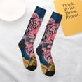 thumbnail image 5 of Balery Pink Tiger Gold Leaves Printed Novelty Socks Men's Women's Crew Socks Sports Socks Knee High Socks Cotton Socks Quirky and Cool Socks, 5 of 9