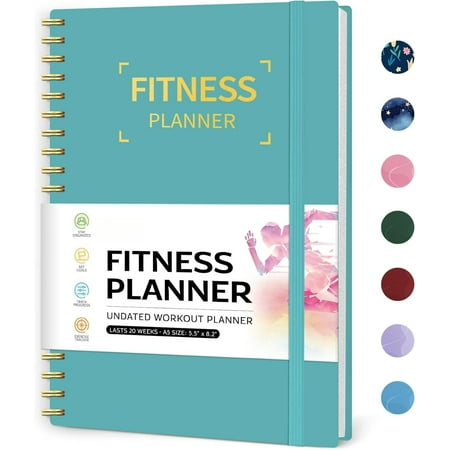 Fitness Workout Journal for Women & Men, A5(5.5" x 8.2") Workout Log Book Planner for Tracking, Progress, and Achieving Your Wellness Goals - Green