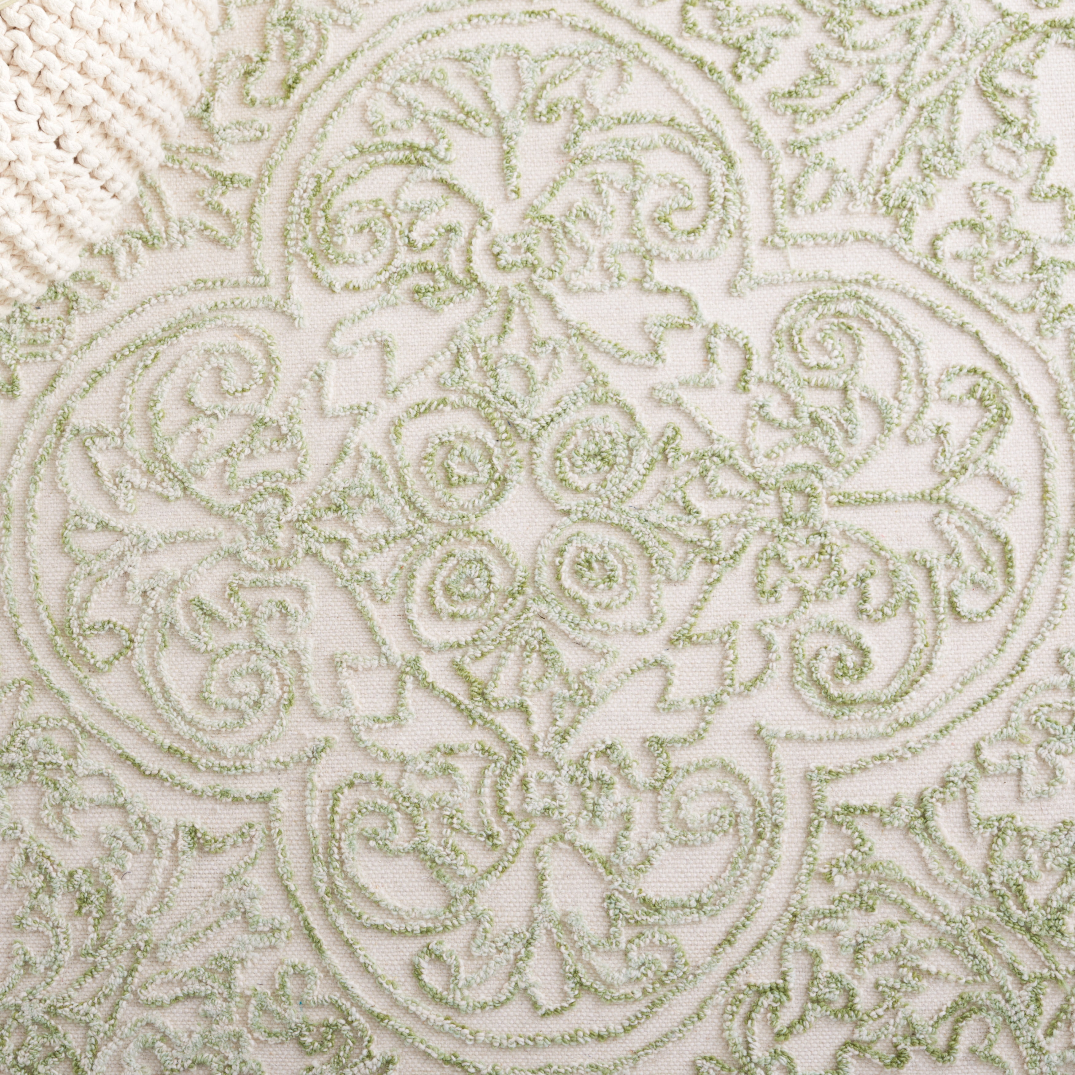 SAFAVIEH Trace Burton Geometric Area Rug, Ivory/Green, 9' x 12'