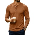 thumbnail image 2 of Men's Henley T-Shirts Long Sleeve Button Pullover Shirt Casual Basic Tees Fall Winter Trendy Shirt 2XL, 2 of 6
