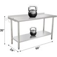 thumbnail image 3 of 60x24 In Heavy Duty Stainless Steel Work Table with Backsplash Adjustable Undershelf and Hook Commercial Prep Table for Kitchen Garage Restaurant, 3 of 7