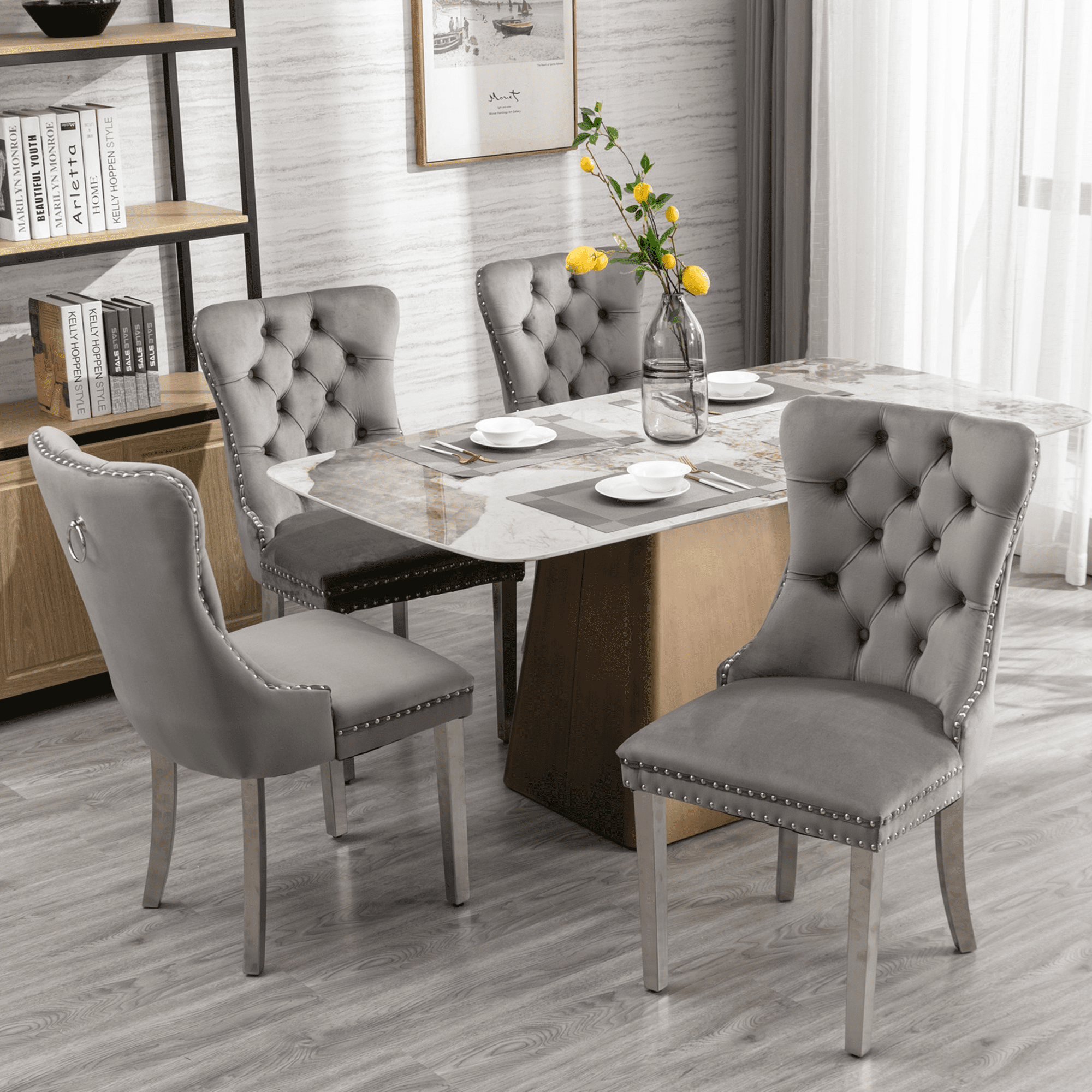 BTMWAY Dining Chairs Set of 4 Modern Upholstered Velvet Dining
