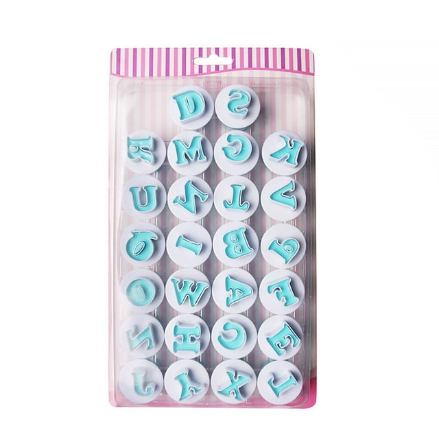 Injueey Molde para galletas y galletas, cortador de letras del alfabeto, prensa Digital para galletas, cortador en relieve, molde para Herramientas y accesorios para hornear