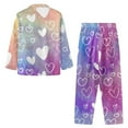 thumbnail image 2 of Renewold Colorful Button Down Pajama Top for Women Valentine's Day Lightweight Loungewear Nightwear Size 2XL White Hearts Crewneck Sleepwear Top Pants Set of 2, 2 of 6