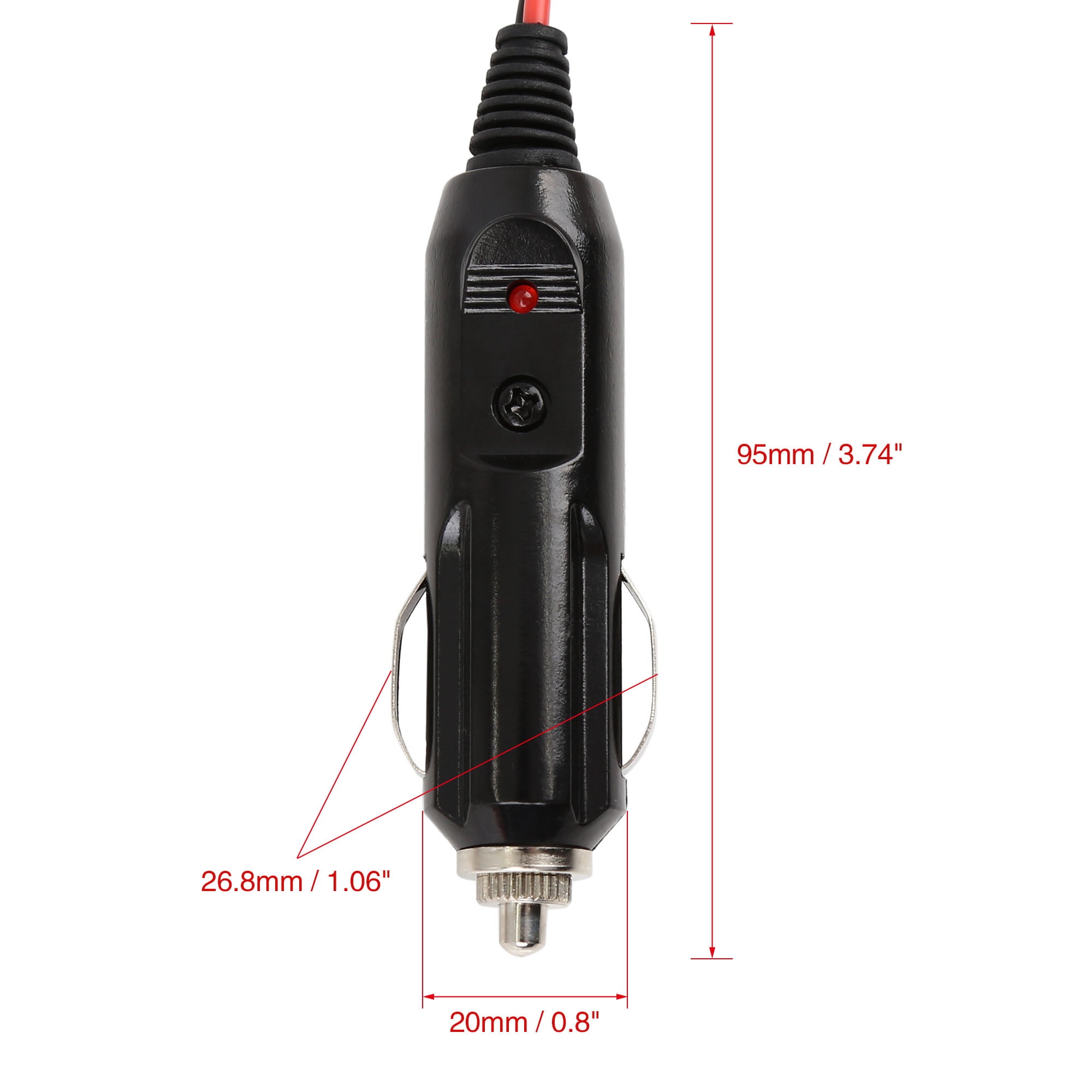 Cigarette Lighter Male Plug Adapter Inverter Cable Power Supply Cord  12V/24V 3FT 16AWG with LED Light for Car Inverter,Air Pump, Electric Cup DIY