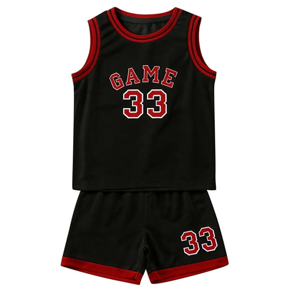 Ruiwill Toddler Boys 2 Piece Outfit Set Size 2-3 Years Basketball Sport Summer Vest With Shorts Set Graphic Print Sleeveless Crew Neck Soft Boy Outfit Black