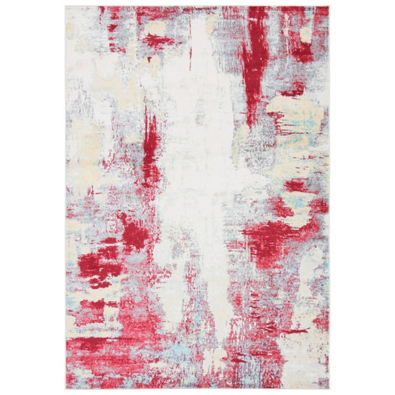 SAFAVIEH Jasper Alvina Abstract Overdyed Area Rug, Red/Ivory, 4' x 6'