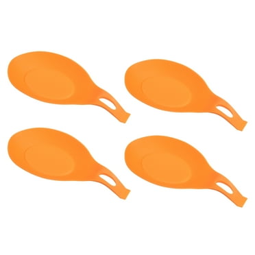 Uxcell 7.68" x 3.74" Heat Resistant Silicone Spoon Rest Kitchen Utensil Holder, Orange 4Pack