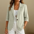 thumbnail image 2 of Hurxie Summer Women’s Linen Blazer Jacket - Lightweight Breathable 3/4 Stretchy Ruched Sleeve Casual Work with Pocket Gray,2XL, 2 of 7