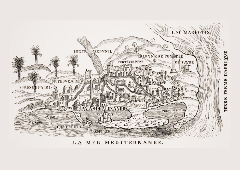 View Of 16Th Century Alexandria Egypt 19Th Century Reproduction Of Woodcut In The Travels Of P Belon Observations De Plusieurs Singularitez Published Paris 1588 Canvas Art - Ken Welsh Design Pics (32