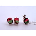 thumbnail image 2 of Oval Watermelon Tourmaline Sterling Silver Earring/Necklace Set O1/2TENS, 2 of 7