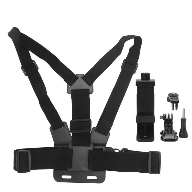 Strap Adjustable Phone Clip Holder with Chest Strap Fixation Bracket for Sport Camera Mobile Phone