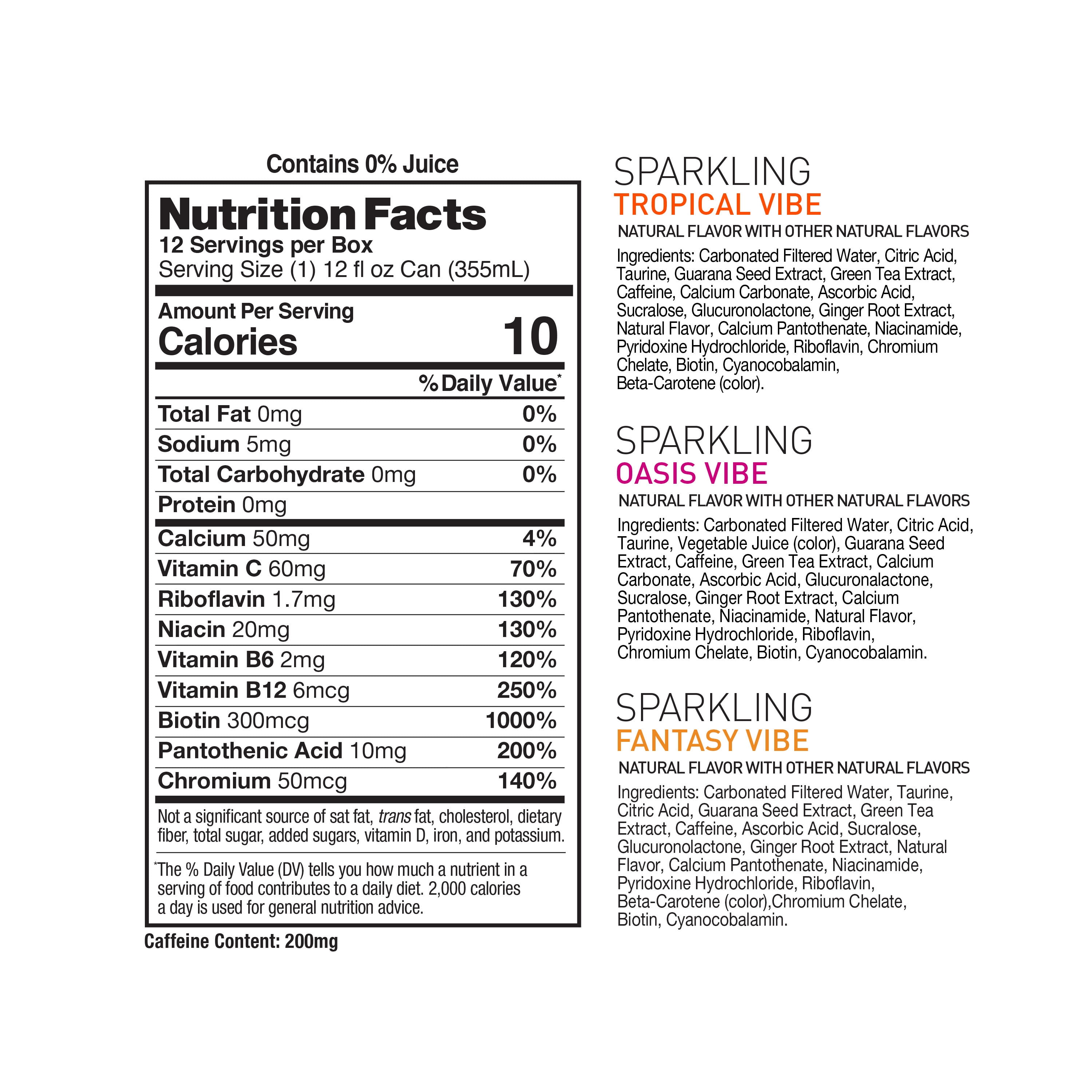 CELSIUS Sparkling Summer Vibe Variety Pack, Functional Energy Drink 12 fl oz (Pack of 12)