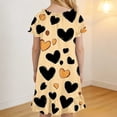 thumbnail image 6 of Atogsazn Girls Summer Hearts Nightgown Kids Flowy Ruffle Short Sleeve Loose Fit Dress Dressy Casual Dress Brown 4-5 Years Fashion, 6 of 9
