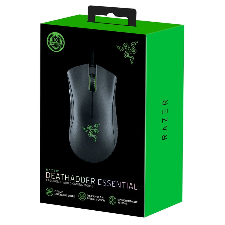 Razer DeathAdder Essential Wired Optical Gaming Mouse for PC, 5 Buttons,  Black 