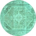 thumbnail image 1 of Ahgly Company Indoor Round Persian Turquoise Blue Traditional Area Rugs, 7' Round, 1 of 4