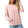 thumbnail image 2 of larppty Women's Casual Crew Neck Sweatshirt Loose Soft Long Sleeve Pullover Tops with Pocket (Light Pink, S), 2 of 7