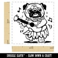thumbnail image 2 of Luau Hawaiian Hula Pug with Ukulele Self-Inking Rubber Stamp Ink Stamper - Lime Green Ink - Small 1 Inch, 2 of 7