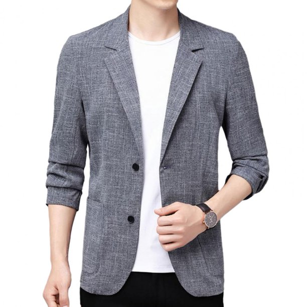 Abrigo fino de verano para hombre, chaqueta de traje para hombre, traje informal de lino de Color sólido de otoño, chaqueta de traje de negocios Formal ajustadas coreanas