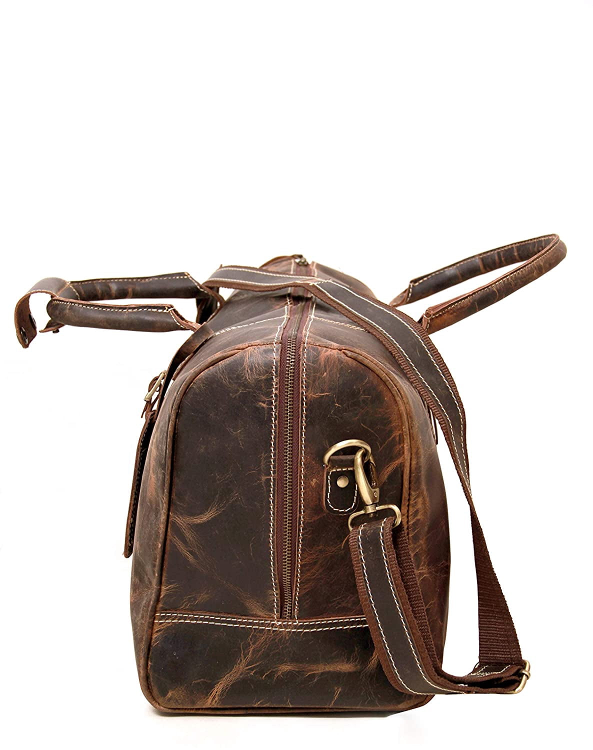 21" Genuine Buffalo Leather Travel Duffle Bag | Overnight Weekend Leather Bag | Sports Gym Duffel for Men| Airplane Under Seat Carry on Bags