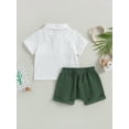 thumbnail image 4 of Franhais Toddler Boys 2PCS Shorts Sets White Short Sleeve Lapel Shirt and Solid Color Shorts Sets Summer Outfits 0-3 Years, 4 of 9