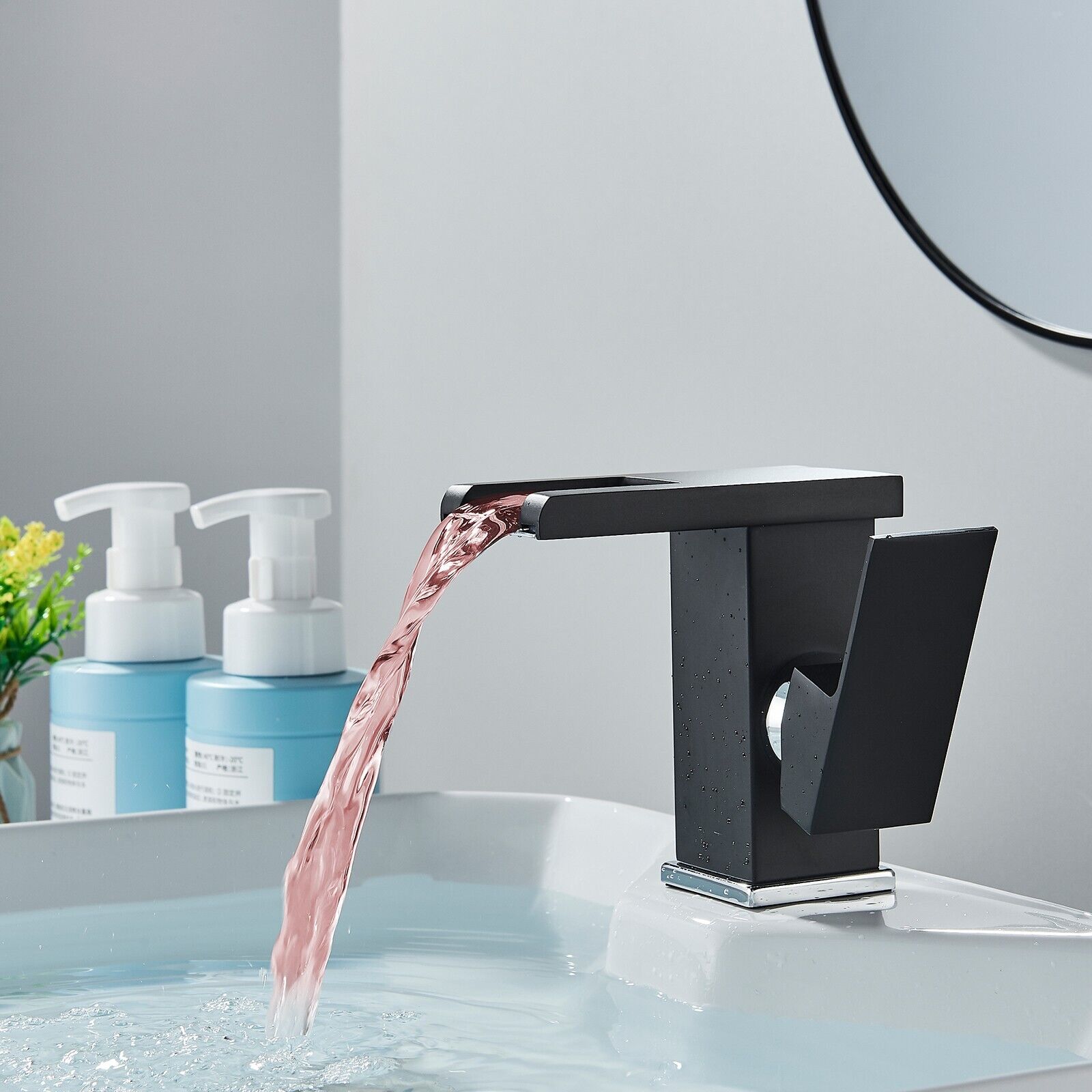 Black LED Bathroom Sink Basin Faucet 1hole Single Handle Lavatory Vanity Mixer