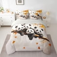 thumbnail image 2 of Castle Fairy Preppy Cartoon Panda Bedding Comforter Set,Autumn Leaves Full Bedding Set, 2 of 8