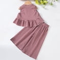 thumbnail image 5 of Umfun Toddler Girls 2 Piece Outfits, Gingham Ruffle Sleeveless Top + Wide Leg Pants Set, Cute Summer Wear, 5 of 9