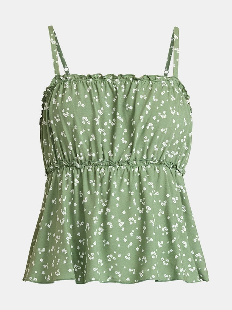 No Boundaries Woven Ruffle Top, Women's - Walmart.com