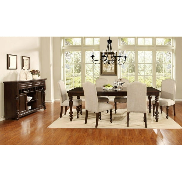Mcferran D1888 Traditional Style Solid Wood Linen Seat Dining Room
