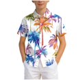 thumbnail image 5 of Boys Hawaiian Shirt Short Sleeve Floral Button Down Shirts Tropical Holiday Beach Top Vacation Clothes 6-12 Months 12-24 Months 2t 3t 4t 5t 6t 7t 8t 9t Children Multicolour 10-11Years, 5 of 6