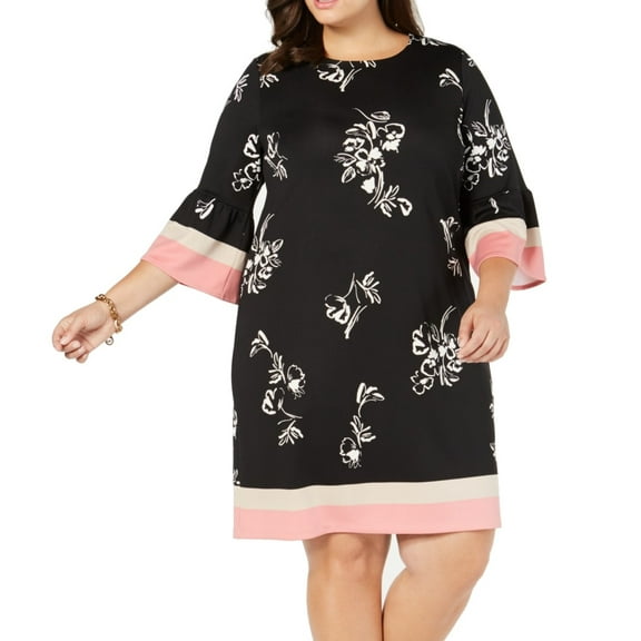 Womens Sheath Dress Plus Colorblock Bell Sleeve 22W