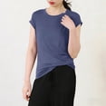 thumbnail image 4 of PNTUTB Women's Solid Color Casual Short Sleeve Crew Neck Top with Drawstring Pants Loose Comfortable Pajama Set, 4 of 6