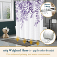 thumbnail image 5 of ComfiTime Shower Curtain with Hooks – Heavy-Duty Mold/Mildew-Resistant, Weighted-Hem Fabric Bathroom Curtain, Water-Repellent, Machine-Washable, Fade-Resistant, Hanging Vines Design, Purple, 72 x 72, 5 of 10