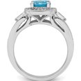 thumbnail image 2 of Sterling Silver Rhodium Plated White & Aqua Cz Ring (Size 6) Made In China qr7395-6, 2 of 5