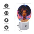 thumbnail image 3 of Night Light Plug into Wall,Dusk to Dawn Sensor Auto-On/Off for Bathroom, Hallway,Kids Room-Black Woman With Curly Hair Adorned In Vibrant Butterfly Wings, 3 of 4