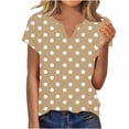 thumbnail image 2 of Ruimatai Women's Tops V-Neck Short Sleeve Blouse Polka Dot Print Casual Soft Breathable Summer Top, 2 of 6