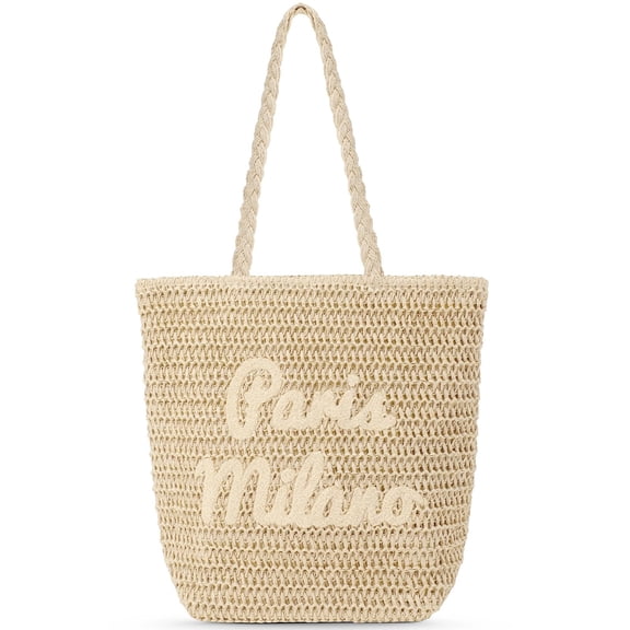 Beach Bags for Women - Large Straw Bag Woven Beach Tote, Summer Handmade Shoulder Handbag Suitable for women's vacation journey Bohemian shoulder bag