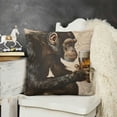 thumbnail image 2 of ,Decorative Throw Pillow Sitting and Thoughtful Look A Glass of Beer Linen Square Cushion Covers for Home Sofa Couch, 2 of 5