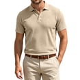 thumbnail image 2 of Knitted Polo Shirts for Men Henley Short Sleeve Button Up Tees Causal Loose Textured T Shirts, 3XL, 2 of 6