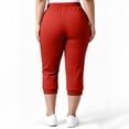 thumbnail image 4 of Womens Plus Size Cropped Pants, Casual Elastic Waist Solid Capris Pants with Pockets for Running Cycling Workout, 4 of 9