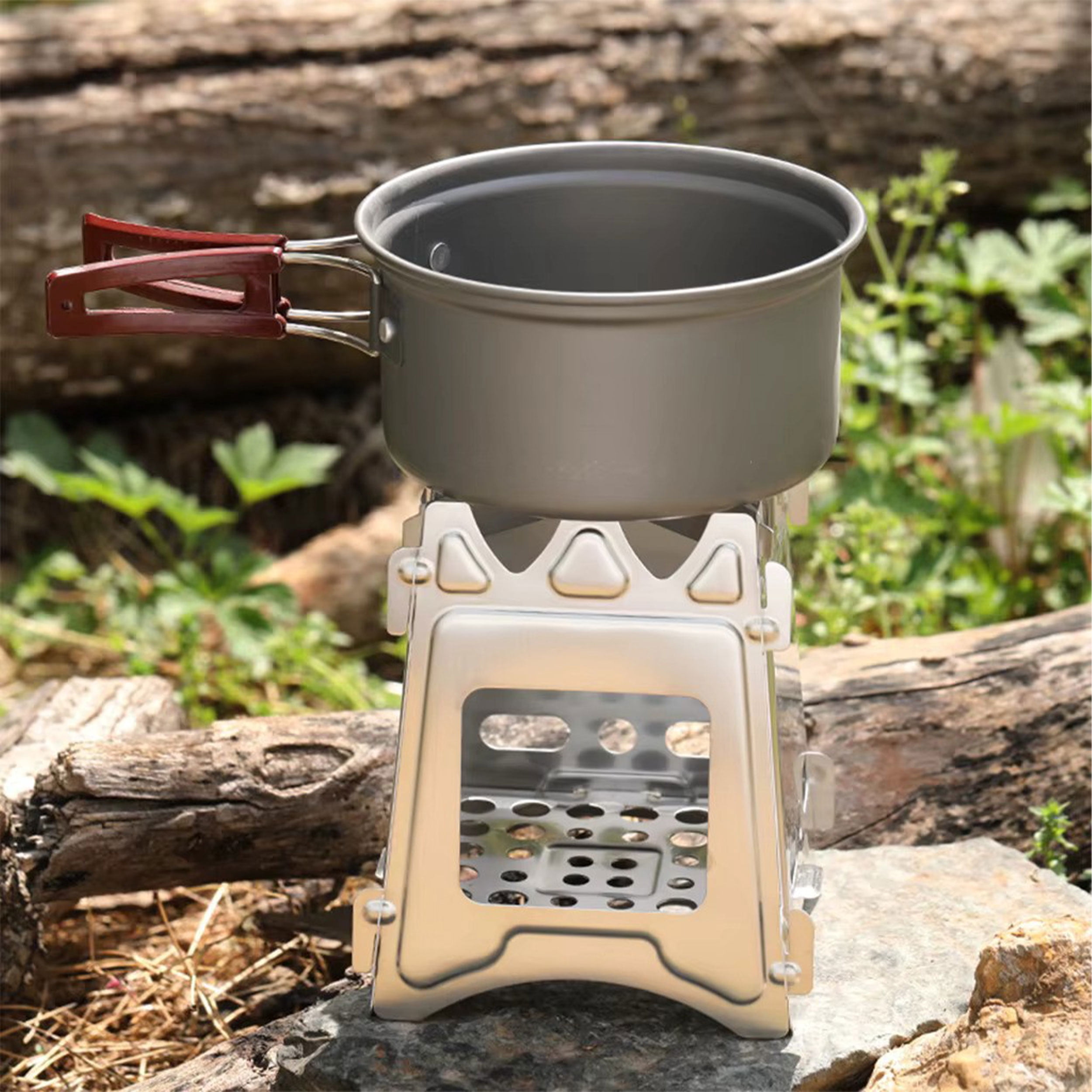 Sirius Survival Backpack Wood Stove - Stainless Steel Portable Camp Stove for Hiking, Camping, and Emergency Preparedness - Compact, Lightweight, and Durable