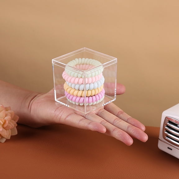 PTOOTP Clear Cube Display Organizer Set of 3, Transparent Plastic Storage Boxes for Collectibles and Small Items