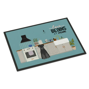 Black Standard Schnauzer Kitchen Scene Door Mat