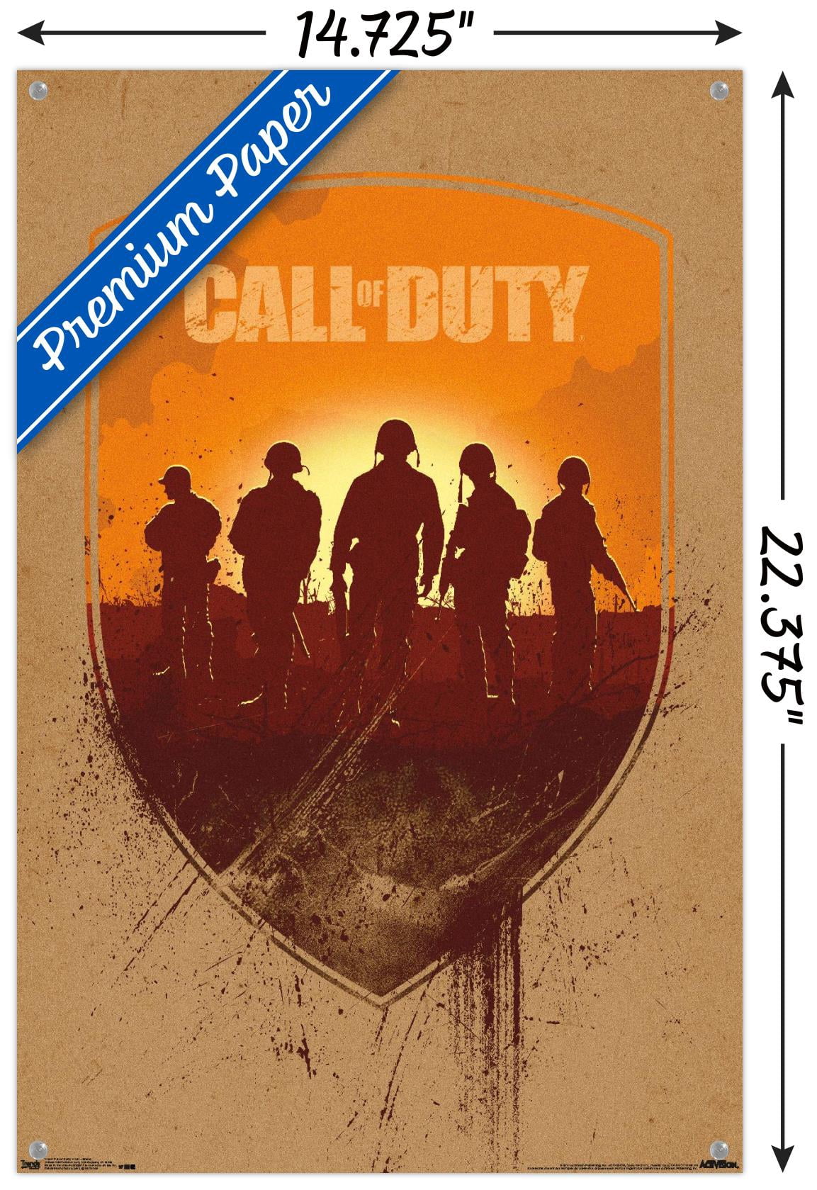 Call of Duty: WWII - Shield Wall Poster with Push Pins, 14.725" x 22.375"