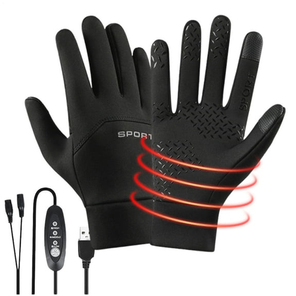 Ksruee Heated Gloves 3 Settings USB Touchscreen Heated Gloves Thickened Thermal Mittens for Winter Cycling Skiing Outdoors Camping Driving Hiking Cold Weather Office safety