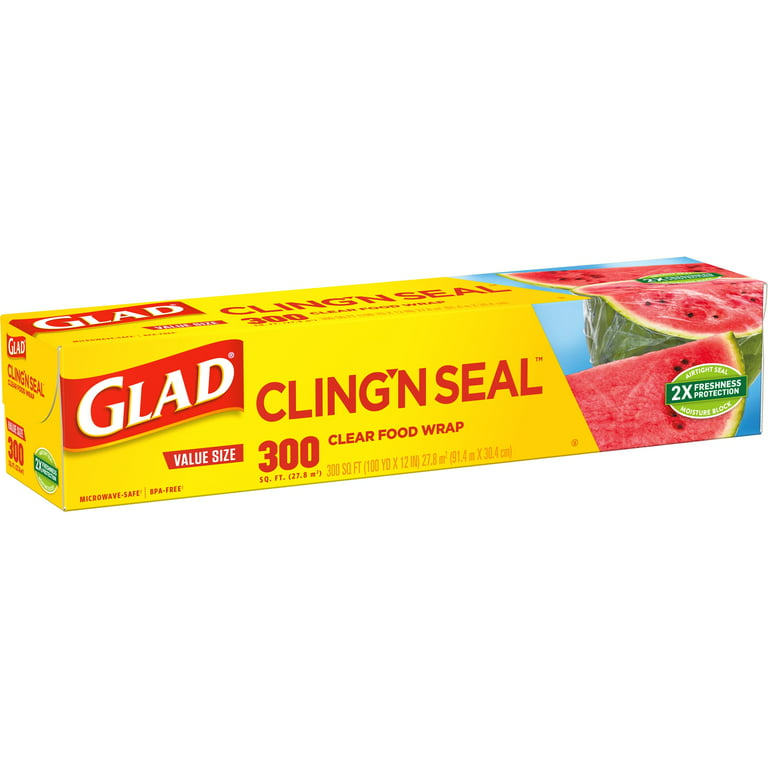Glad Cling ‘N Seal Clear Plastic Food Wrap (400 sq. ft./roll, 2 rolls)