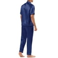 thumbnail image 3 of INSPIRE CHIC Men's Classic Satin Pajama Sets Short Sleeves Button Down Nightwear Sleepwears Loungewear S Blue, 3 of 6