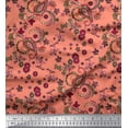 thumbnail image 1 of Soimoi Orange Georgette Viscose Fabric Floral & Paisley Print Sewing Fabric Yard 42 Inch Wide, 1 of 1